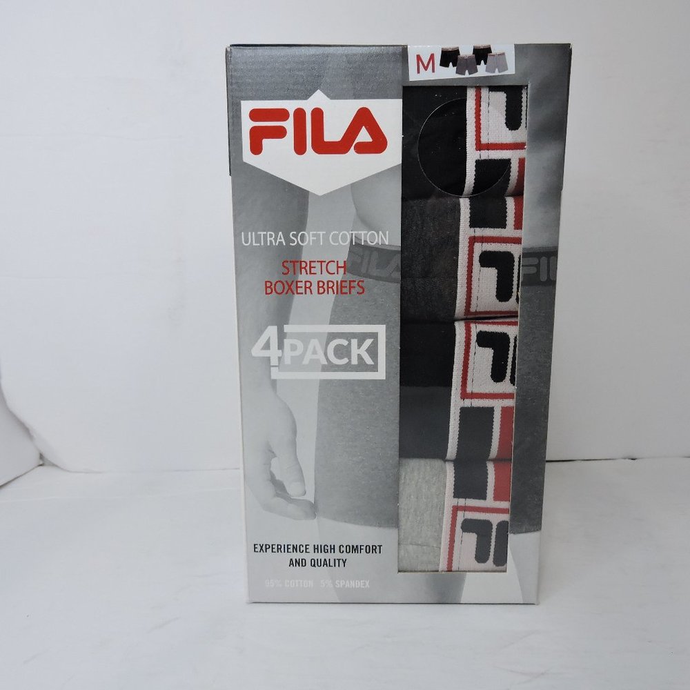 Fila Men's 4-pk Ultra Soft Cotton Stretch Boxer Briefs - Size Medium - NWT